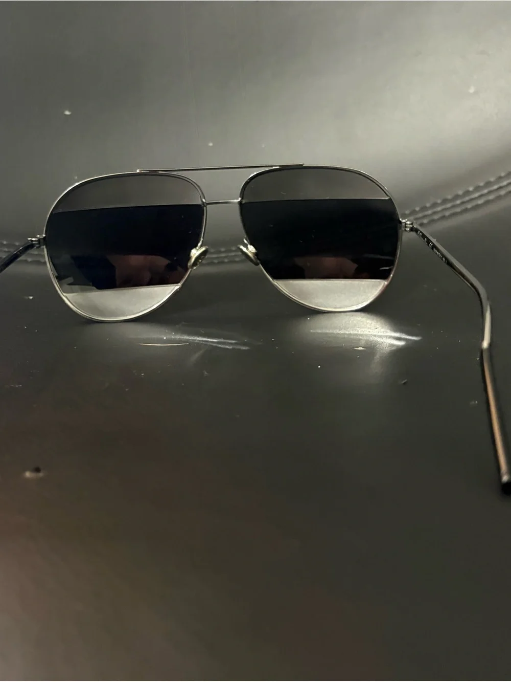 Dior Silver Aviator Sunglasses with Dark Lenses